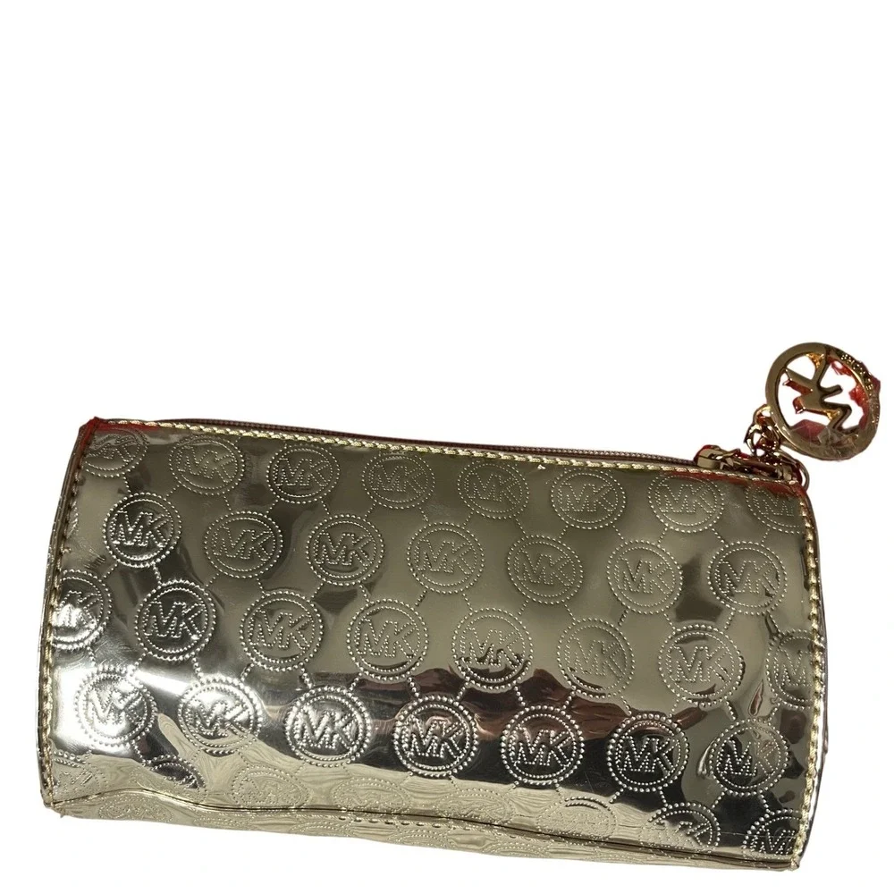 Michael Kors Gold Metallic Limited Edition‎ Makeup Bag Charm Pull READ